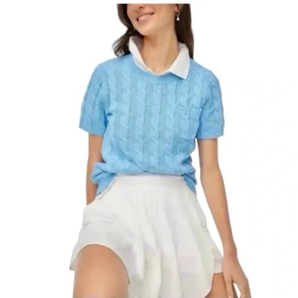 J. Crew Light Blue Cable Knit Sweater - Picture 2 of 8